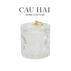 Lọ Kẹo Thuỷ Tinh Diamond Floral Cristalleries - Golden Shell Bonbonnière-CẬU HAI HOME DECOR