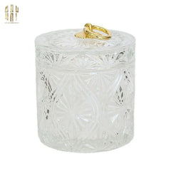Lọ Kẹo Thuỷ Tinh Diamond Floral Cristalleries - Golden Shell Bonbonnière-Lọ kẹo Canister Bonbonnière-CẬU HAI HOME DECOR