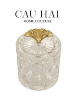 Lọ Kẹo Thuỷ Tinh Diamond Floral Cristalleries - Golden Shell Bonbonnière-Lọ kẹo Canister Bonbonnière-CẬU HAI HOME DECOR