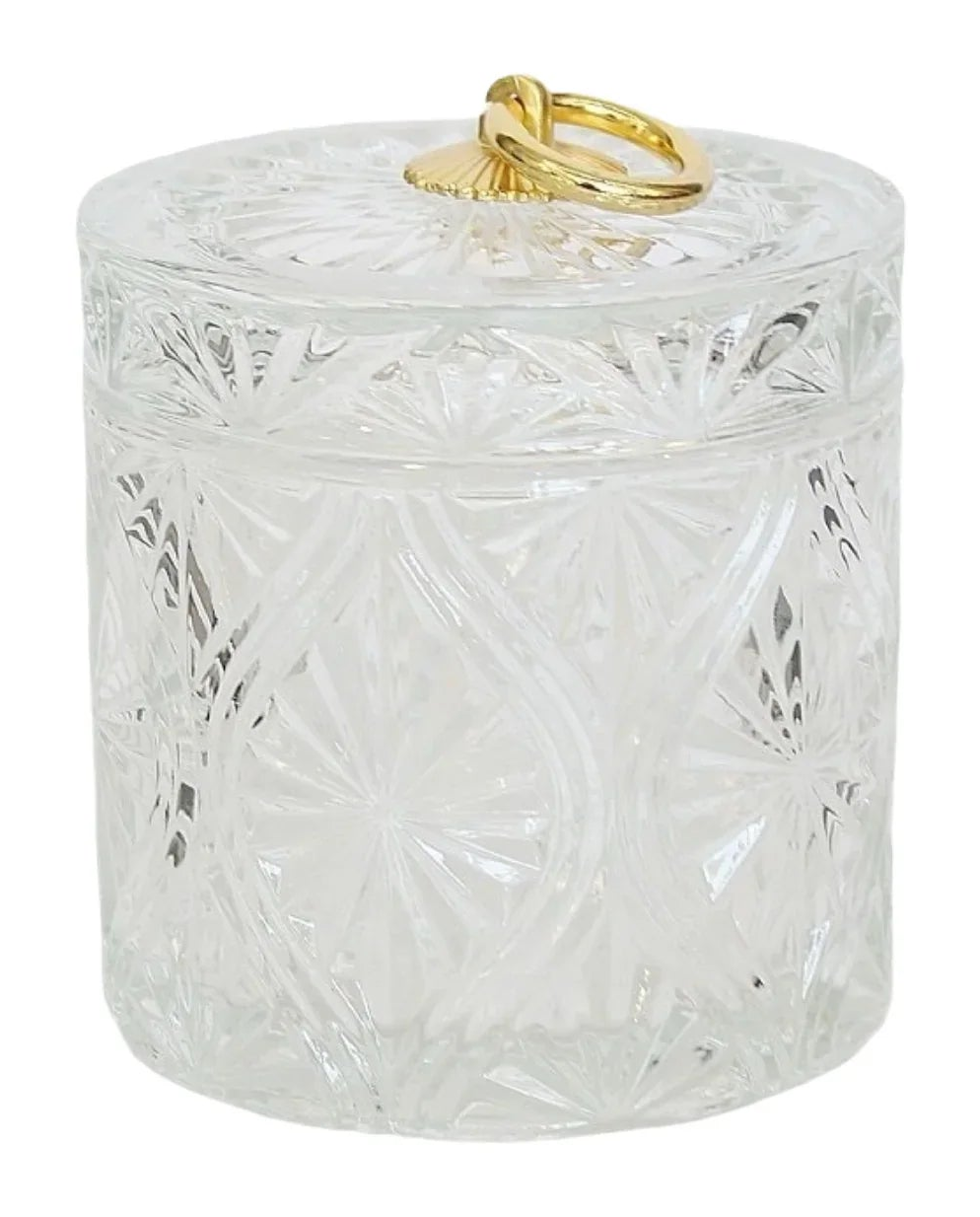 Lọ Kẹo Thuỷ Tinh Diamond Floral Cristalleries - Golden Shell Bonbonnière-Lọ kẹo Canister Bonbonnière-Đối tác tại Trung Quốc theo từng đơn đặt hàng-CẬU HAI HOME DECOR