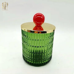 Lọ Kẹo Thuỷ Tinh Green Forest Cristalleries - Red Knob Bonbonnière-Lọ kẹo Canister Bonbonnière-CẬU HAI HOME DECOR