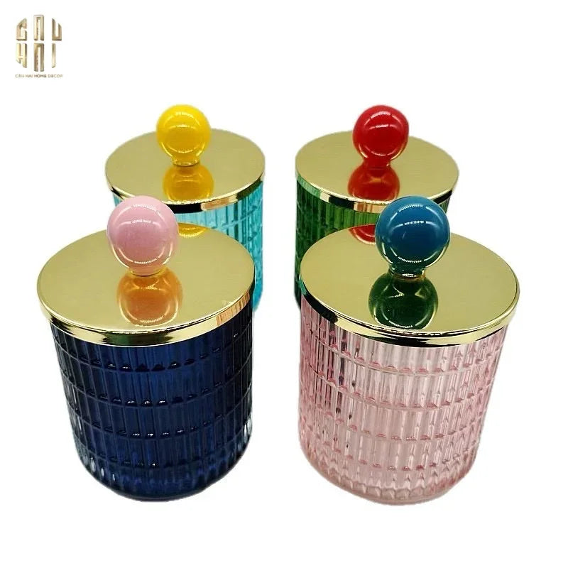 Lọ Kẹo Thuỷ Tinh Green Forest Cristalleries - Red Knob Bonbonnière-Lọ kẹo Canister Bonbonnière-CẬU HAI HOME DECOR