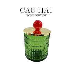 Lọ Kẹo Thuỷ Tinh Green Forest Cristalleries - Red Knob Bonbonnière-Lọ kẹo Canister Bonbonnière-CẬU HAI HOME DECOR