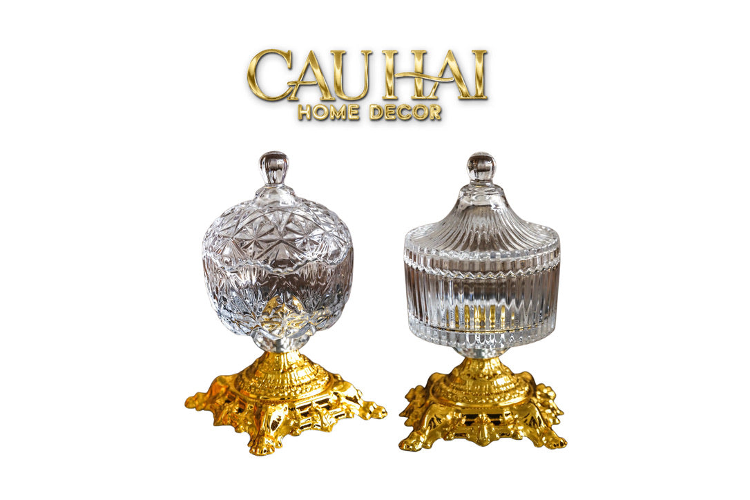 Lọ Keọ Thuỷ Tinh Pedestal Glass Candy Jar H23-LY THỦY TINH-CẬU HAI HOME DECOR-CẬU HAI HOME DECOR