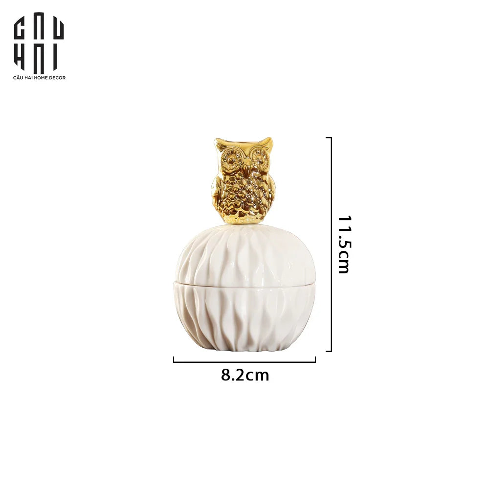 Lọ Sứ Golden Owl-HŨ TRANG TRÍ-CẬU HAI HOME DECOR