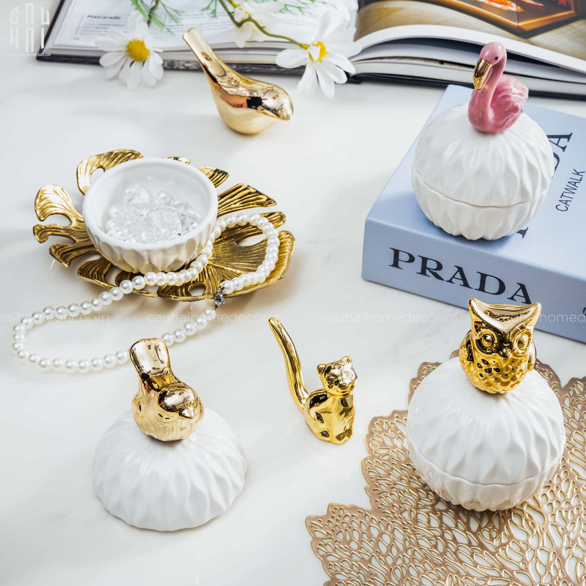 Lọ Sứ Golden Owl-HŨ TRANG TRÍ-CẬU HAI HOME DECOR