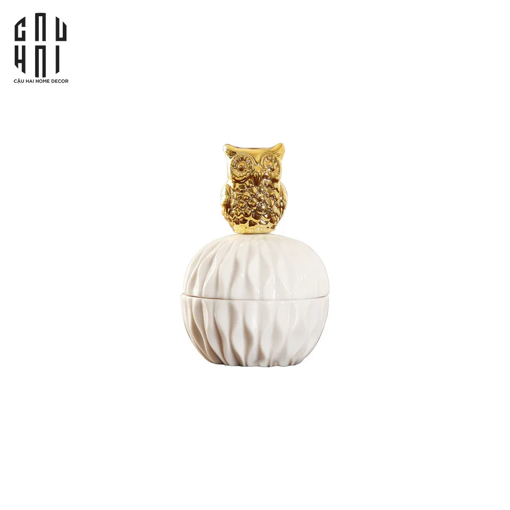 Lọ Sứ Golden Owl-HŨ TRANG TRÍ-CẬU HAI HOME DECOR