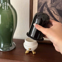 Lọ Tăm Bông Gốm Sứ Kingmans Tailor Gentlement Penguine 8x15-CẬU HAI HOME DECOR