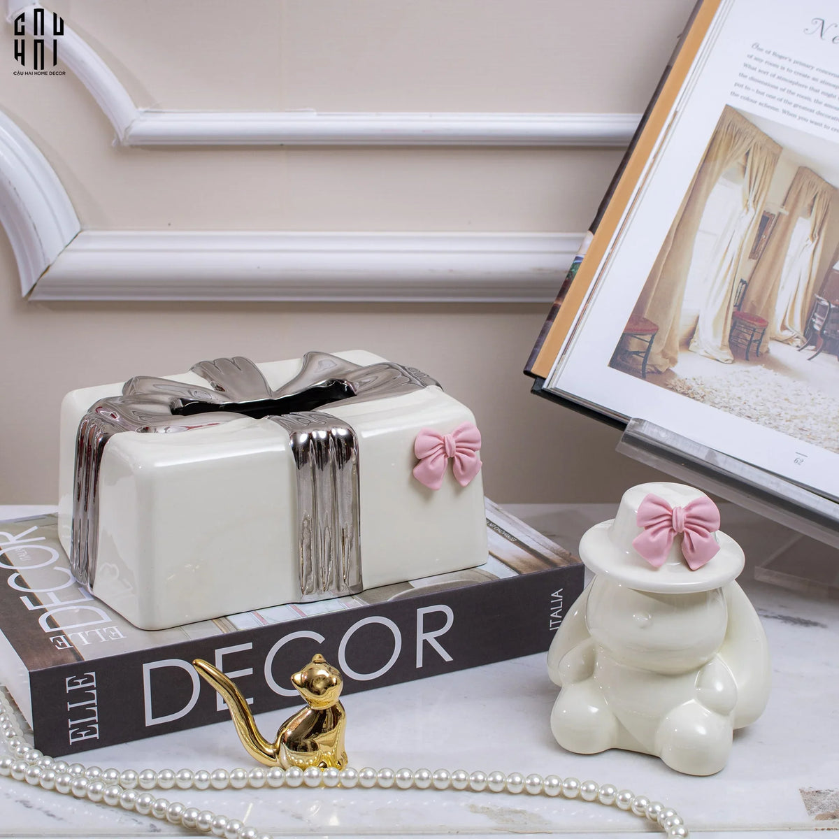 Lọ Tăm Ceramic Bunny Hat-HŨ TRANG TRÍ-Đối tác tại Trung Quốc theo từng đơn đặt hàng-CẬU HAI HOME DECOR