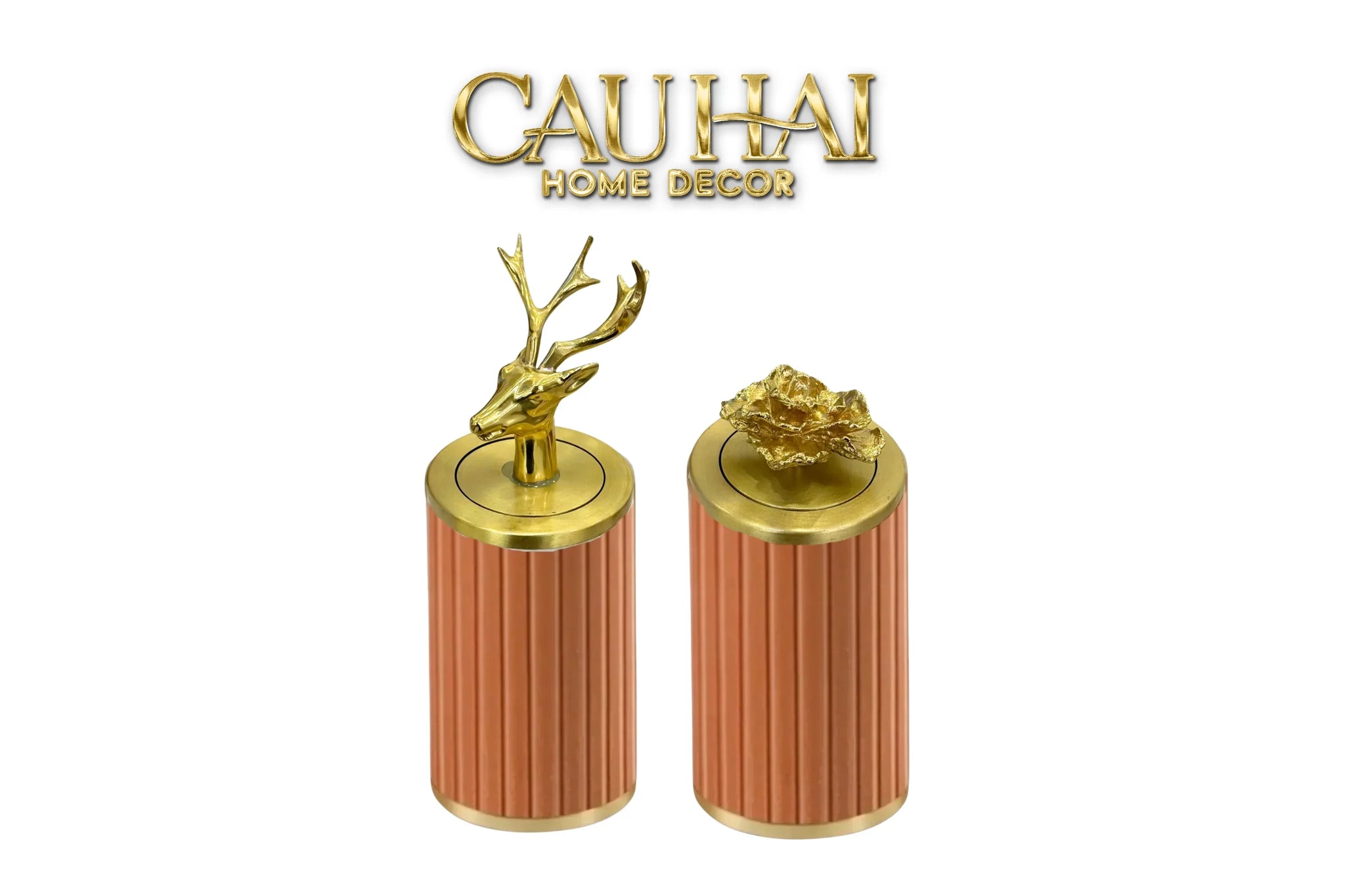 Lọ Tăm Da Luxe Leather - Cognac-HŨ TRANG TRÍ-CẬU HAI HOME DECOR