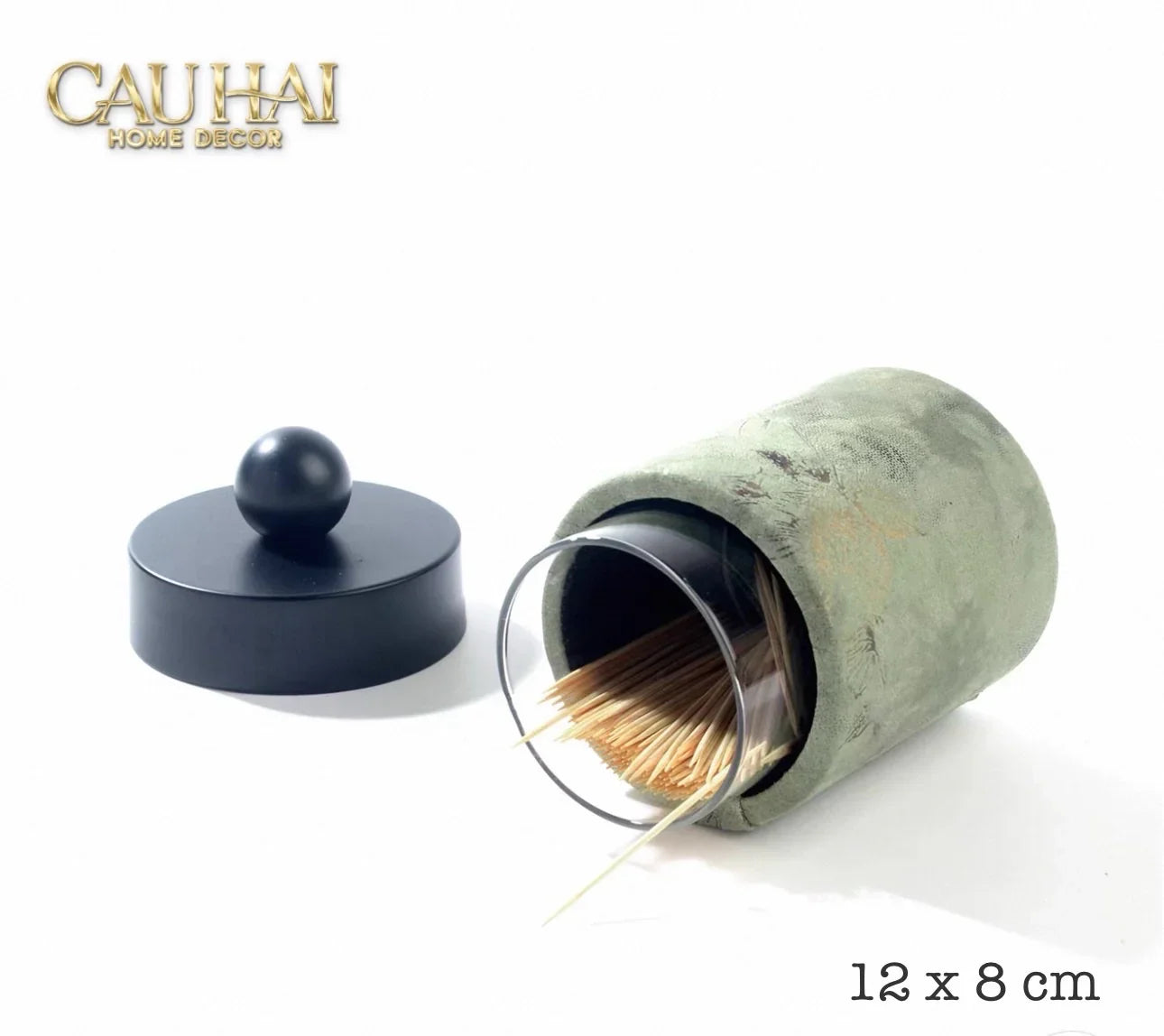 Lọ Tăm / Gạt Tàn Lux Oakwood Verdant Impériale Leather-HŨ TRANG TRÍ-CẬU HAI HOME DECOR