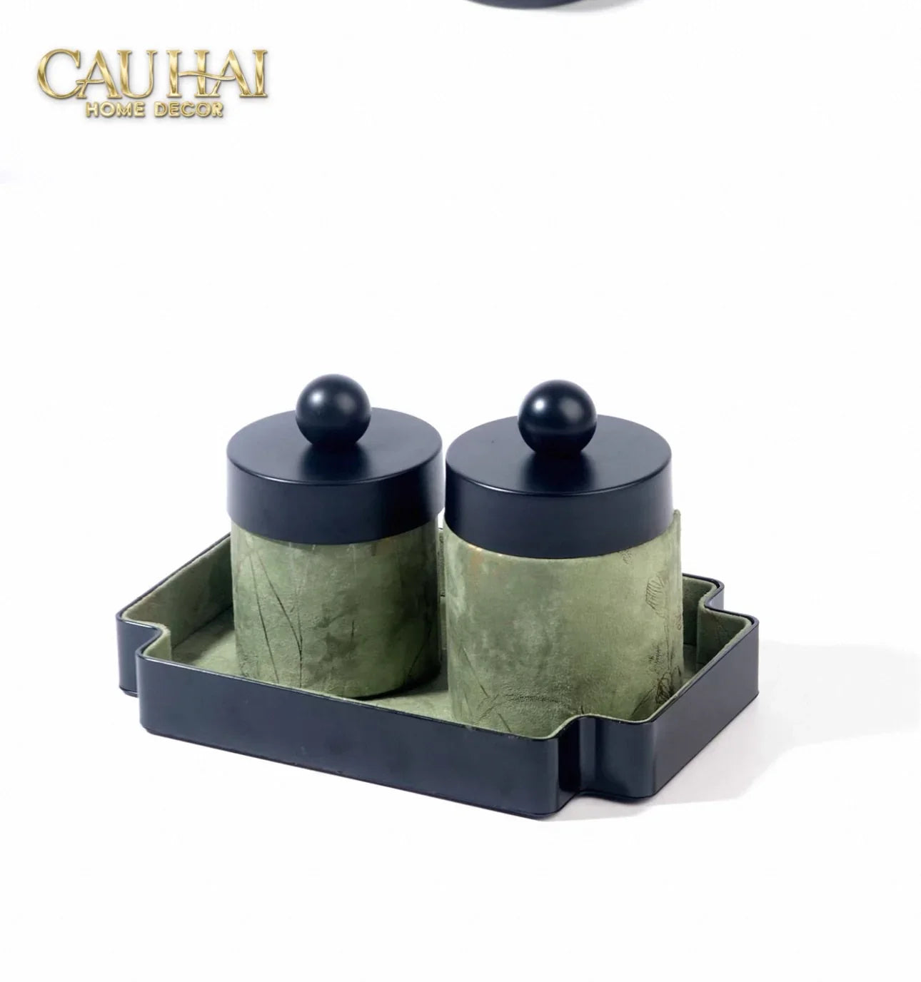 Lọ Tăm / Gạt Tàn Lux Oakwood Verdant Impériale Leather-HŨ TRANG TRÍ-CẬU HAI HOME DECOR