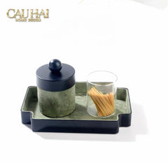 Lọ Tăm / Gạt Tàn Lux Oakwood Verdant Impériale Leather-HŨ TRANG TRÍ-CẬU HAI HOME DECOR