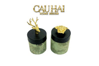 Lọ Tăm / Gạt Tàn Lux Oakwood Verdant Impériale Leather-HŨ TRANG TRÍ-CẬU HAI HOME DECOR