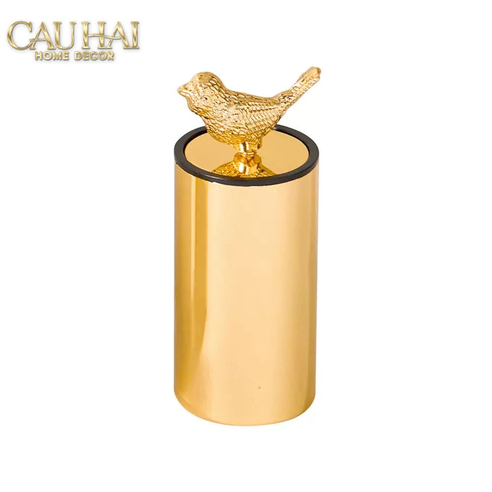 Lọ Tăm Golden Bird Toothpick Holder 5*13-Lọ Tăm bông - Bathroom Vanity-CẬU HAI HOME DECOR-CẬU HAI HOME DECOR
