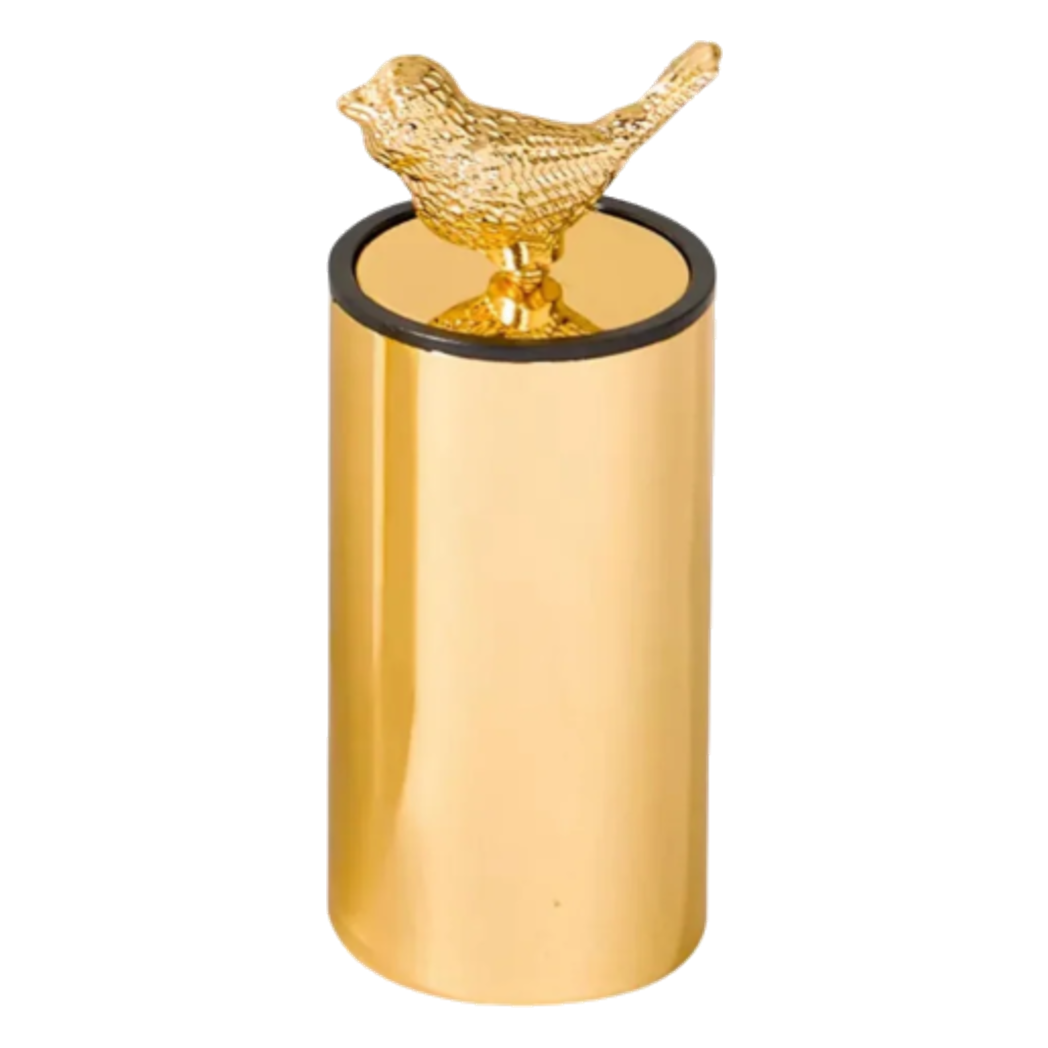Lọ Tăm Golden Bird Toothpick Holder 5*13-Lọ Tăm bông - Bathroom Vanity-CẬU HAI HOME DECOR-CẬU HAI HOME DECOR