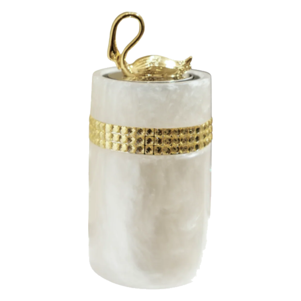 Lọ Tăm Khảm Xà Cừ Resin Cygne Nacre D'Or Toothpick Holder 6x12
