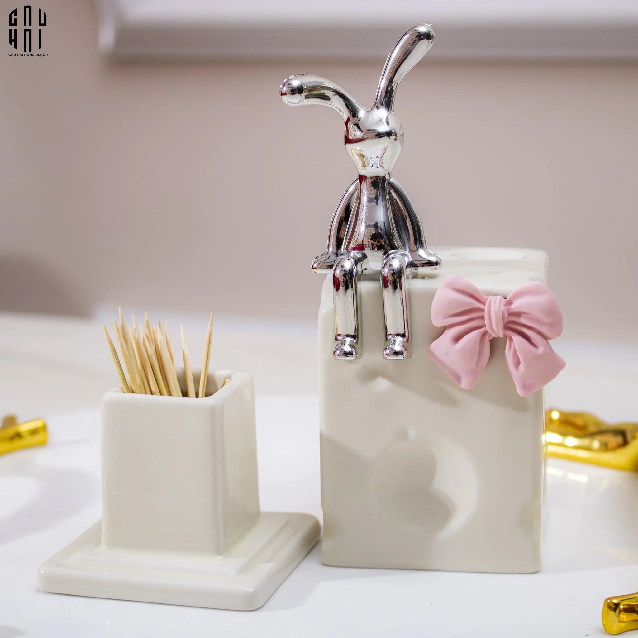Lọ Tăm Moon The Bunny Ss25-HŨ TRANG TRÍ-CẬU HAI HOME DECOR