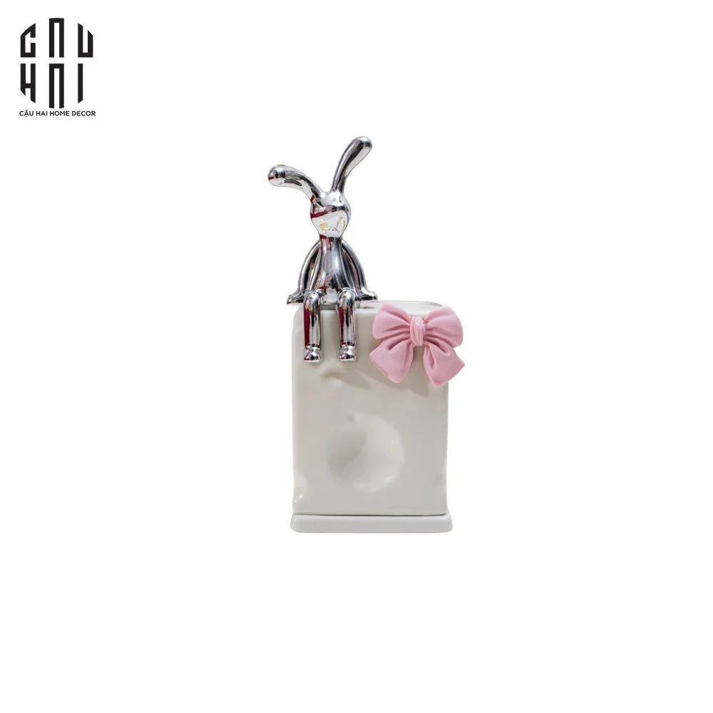 Lọ Tăm Moon The Bunny Ss25-HŨ TRANG TRÍ-CẬU HAI HOME DECOR