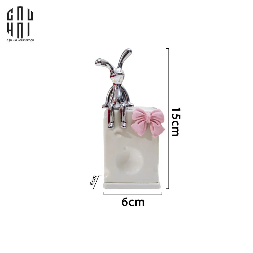 Lọ Tăm Moon The Bunny Ss25-HŨ TRANG TRÍ-Đối tác tại Trung Quốc theo từng đơn đặt hàng-CẬU HAI HOME DECOR
