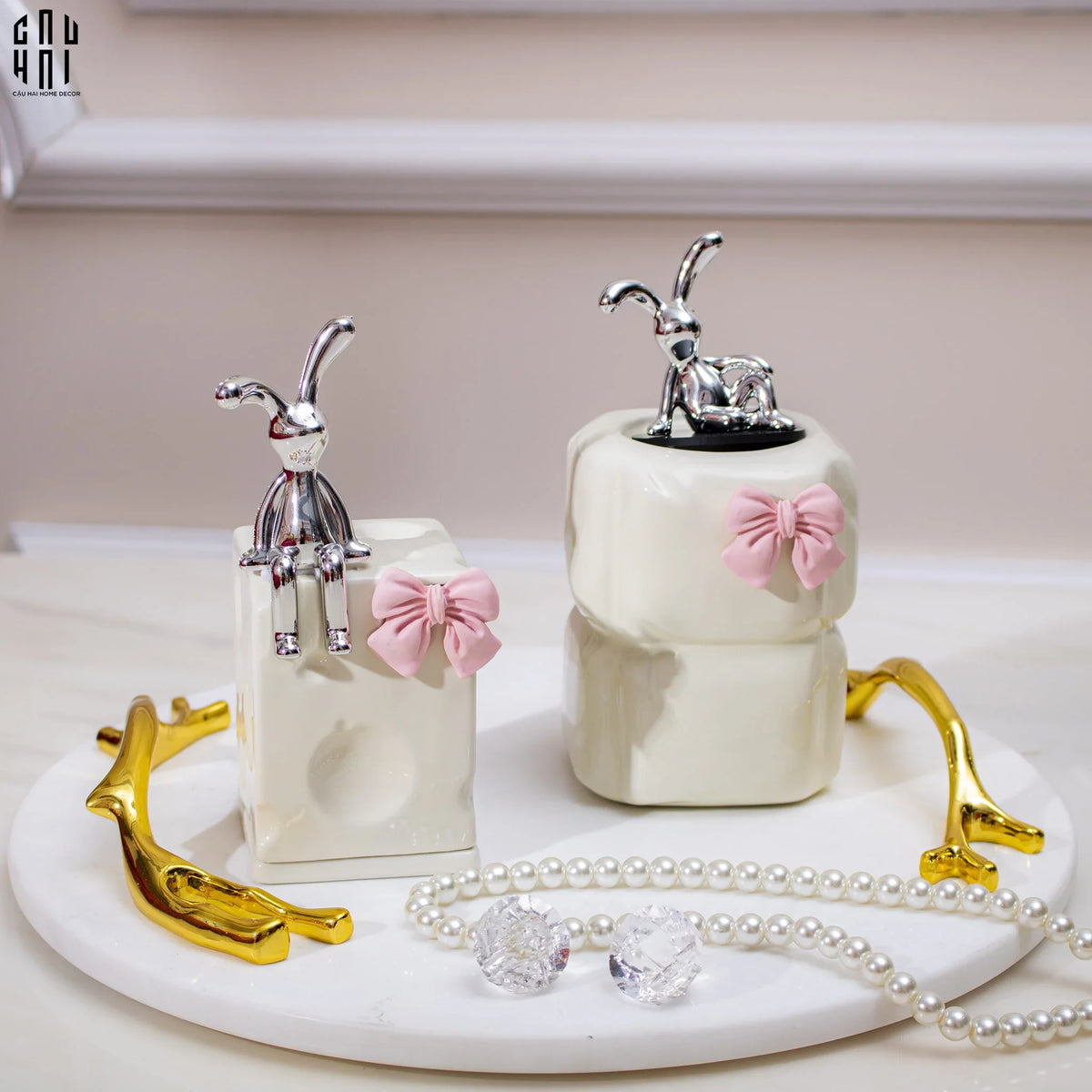 Lọ Tăm Moon The Bunny Ss25-HŨ TRANG TRÍ-Đối tác tại Trung Quốc theo từng đơn đặt hàng-CẬU HAI HOME DECOR