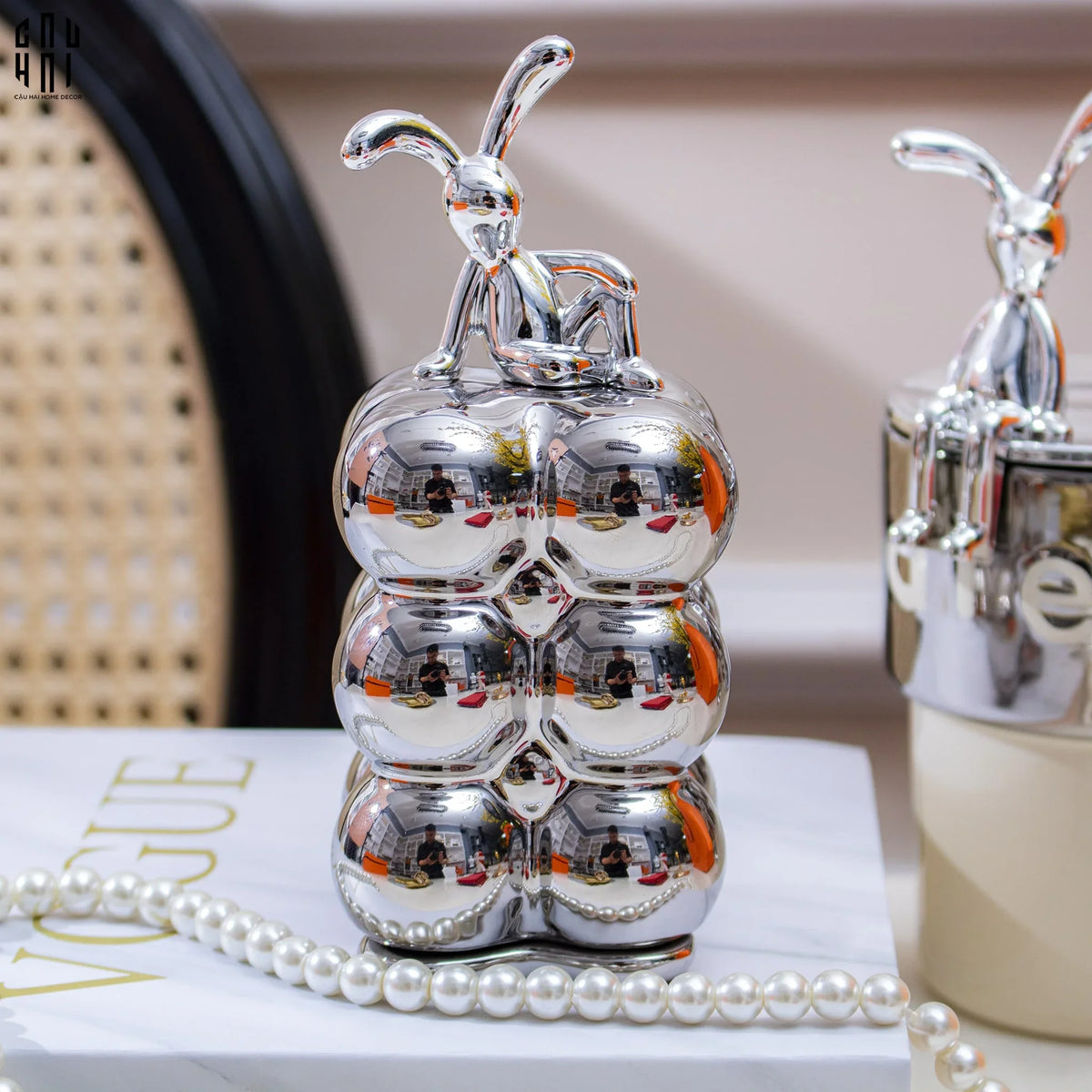 Lọ Tăm Silver Miley - Red Bow Ss25-HŨ TRANG TRÍ-Đối tác tại Trung Quốc theo từng đơn đặt hàng-CẬU HAI HOME DECOR