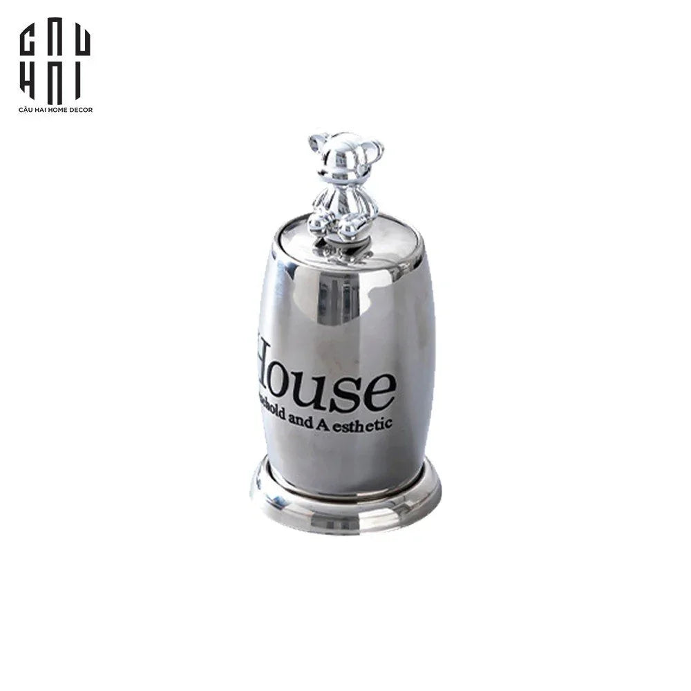Lọ Tăm Silver Teddy Oval-HŨ TRANG TRÍ-CẬU HAI HOME DECOR