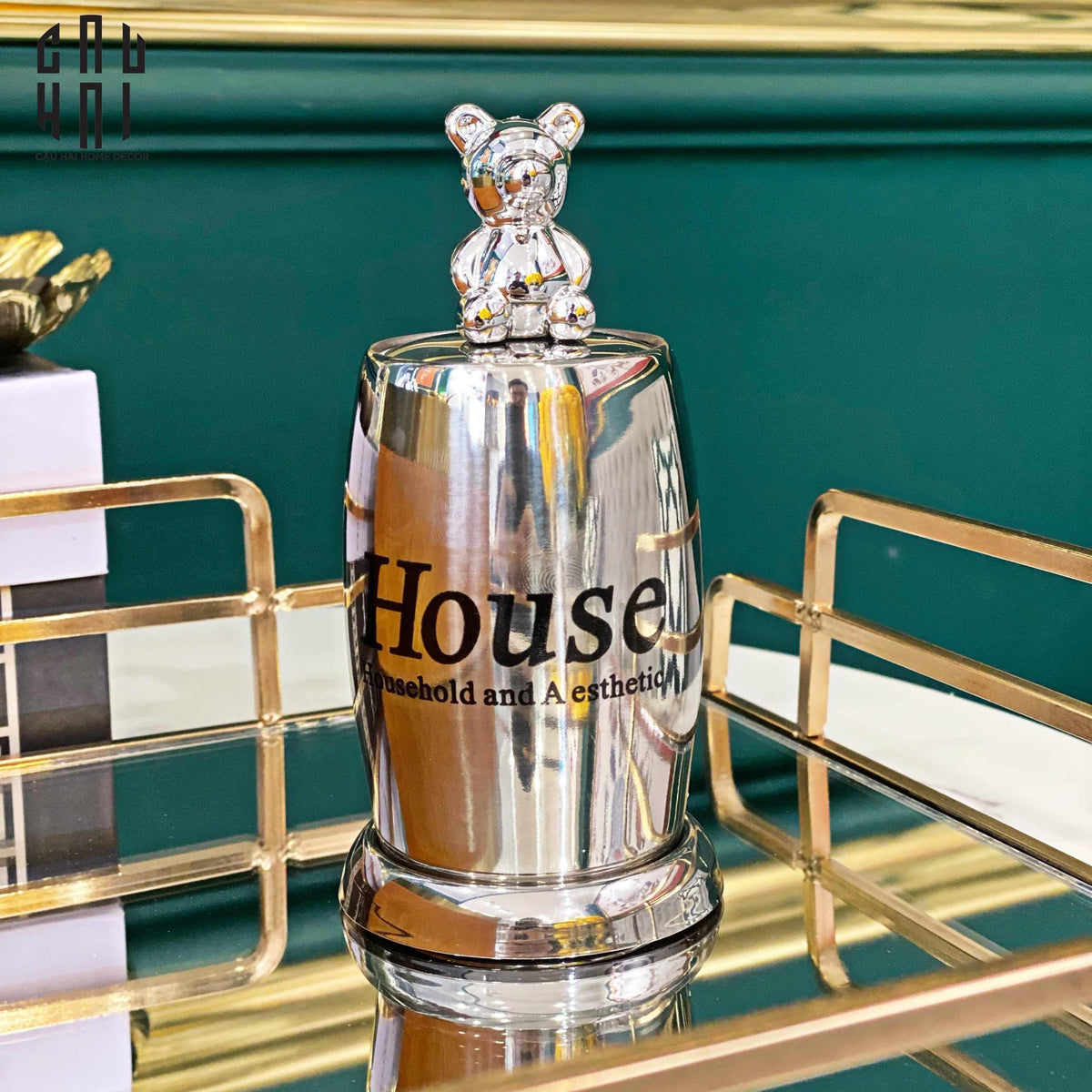 Lọ Tăm Silver Teddy Oval-HŨ TRANG TRÍ-Đối tác tại Trung Quốc theo từng đơn đặt hàng-CẬU HAI HOME DECOR