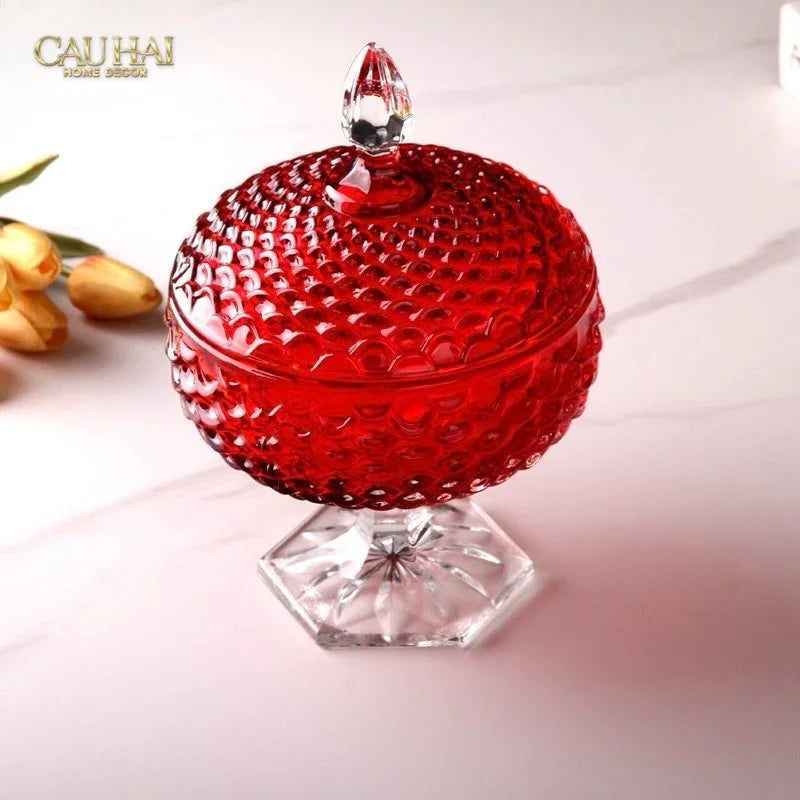 Lọ Thuỷ Tinh Lollipop Ruby Bonbonnière 16x25-Lọ kẹo Canister Bonbonnière-CẬU HAI HOME DECOR