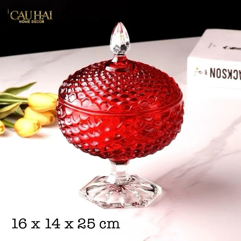 Lọ Thuỷ Tinh Lollipop Ruby Bonbonnière 16x25-Lọ kẹo Canister Bonbonnière-CẬU HAI HOME DECOR