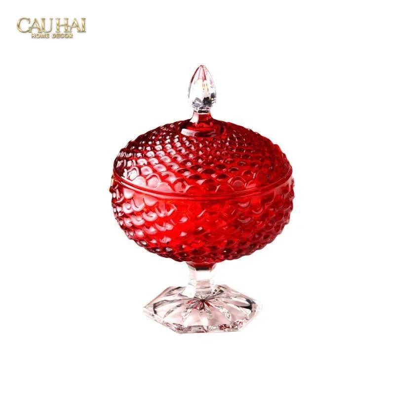 Lọ Thuỷ Tinh Lollipop Ruby Bonbonnière 16x25-Lọ kẹo Canister Bonbonnière-CẬU HAI HOME DECOR