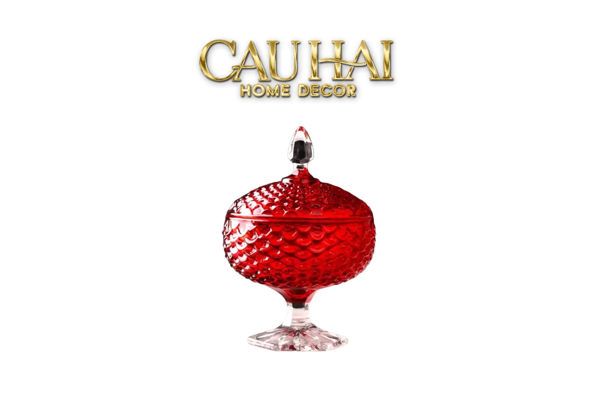 Lọ Thuỷ Tinh Lollipop Ruby Bonbonnière 16x25-Lọ kẹo Canister Bonbonnière-CẬU HAI HOME DECOR