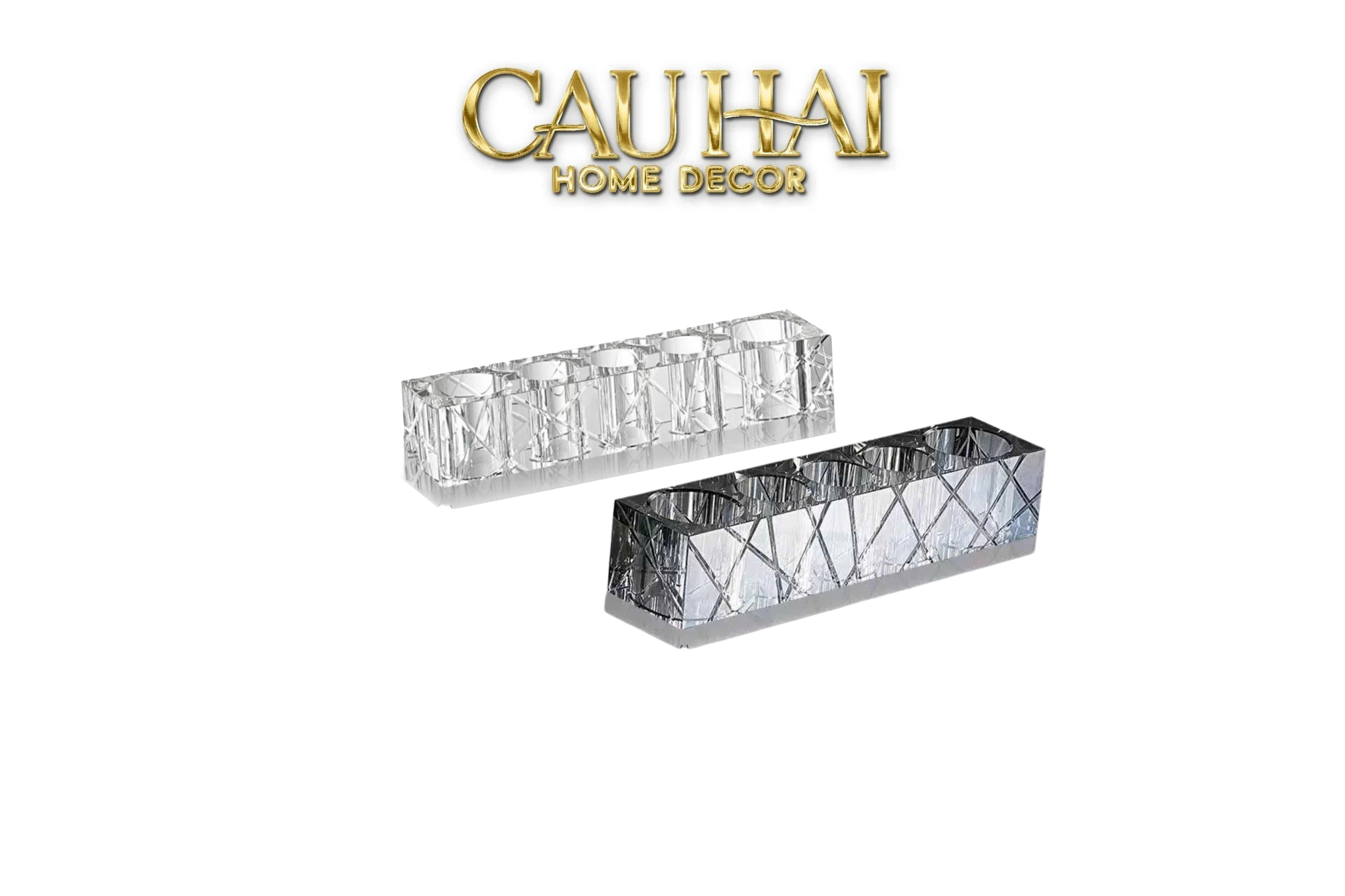 Pure Cristalleries Cannage Facetté Bathroom Vanity Sets Toothbrush Holder 5 Slots