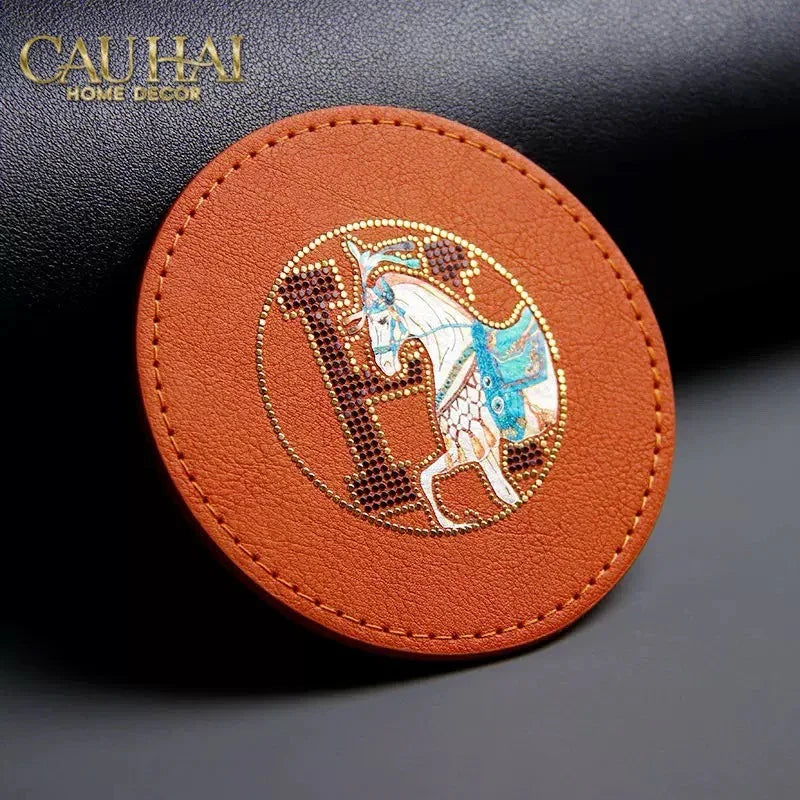 Lót Ly Da Héritage Équestre Signature O Leather Glasses Coaster D10-LÓT LY-CẬU HAI HOME DECOR