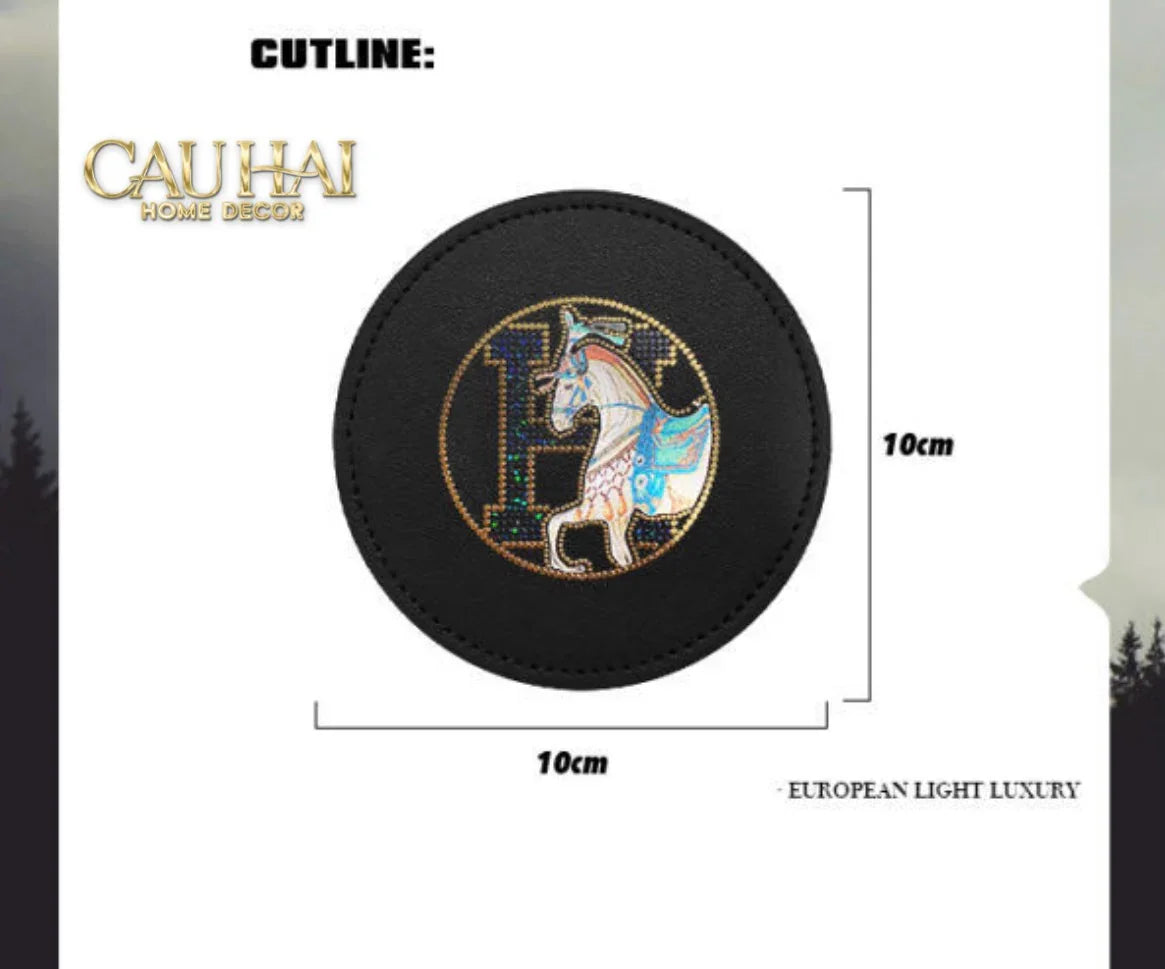 Lót Ly Da Héritage Équestre Signature O Leather Glasses Coaster D10-LÓT LY-CẬU HAI HOME DECOR