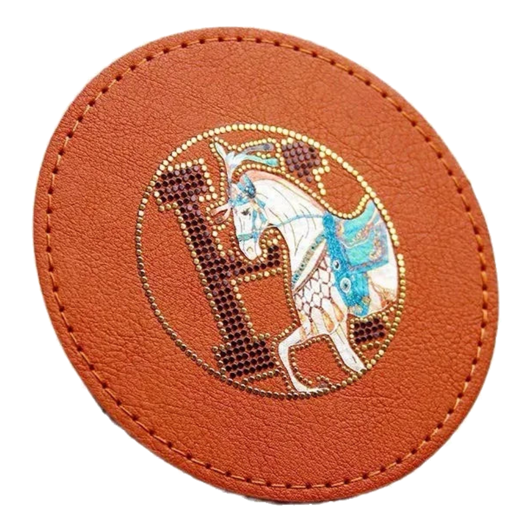 Lót Ly Da Héritage Équestre Signature O Leather Glasses Coaster D10