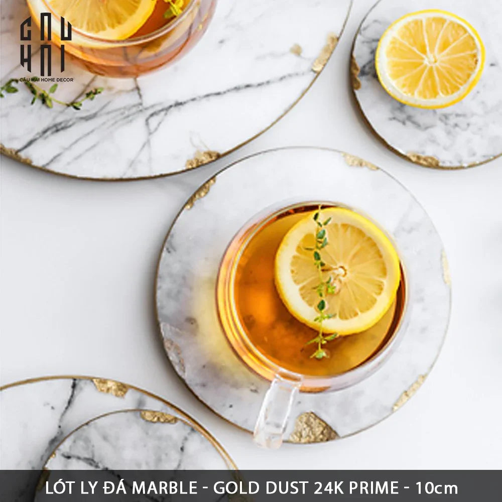 Lót Ly Đá Marble - Gold Dust 24K Prime-LY THỦY TINH-CẬU HAI HOME DECOR
