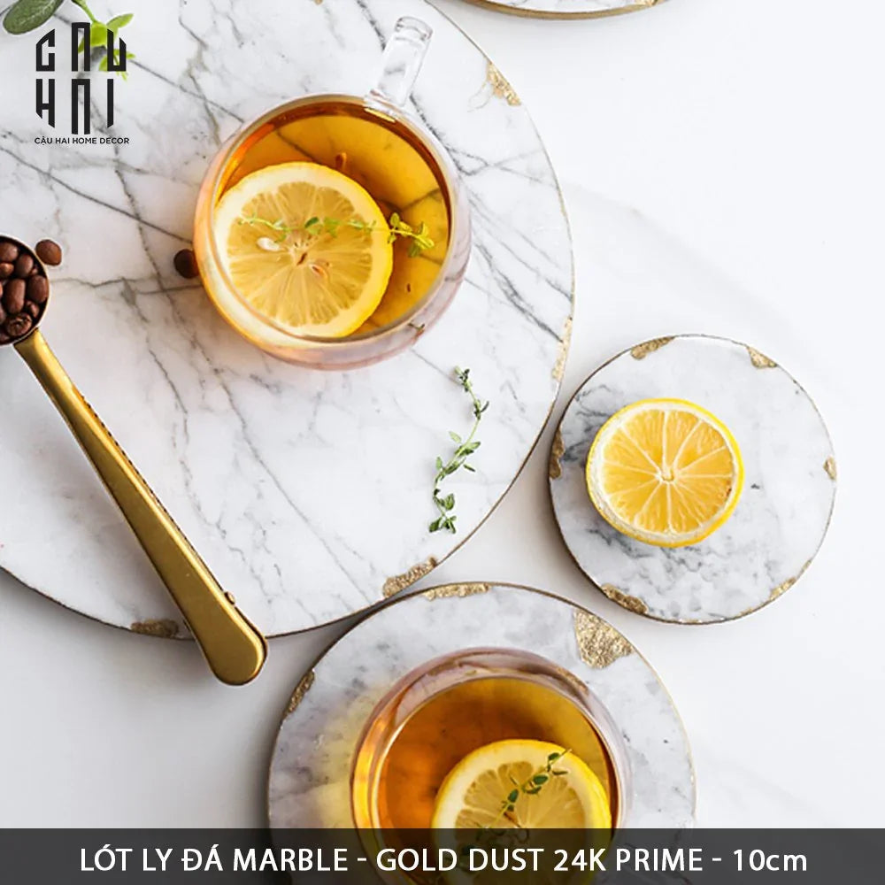Lót Ly Đá Marble - Gold Dust 24K Prime-LY THỦY TINH-CẬU HAI HOME DECOR