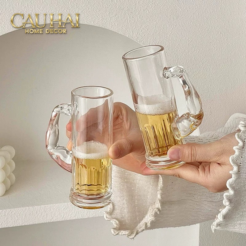 Ly Bia Thuỷ Tinh Đen Mờ - Black Hercules Arm 13x21 600Ml-CẬU HAI HOME DECOR