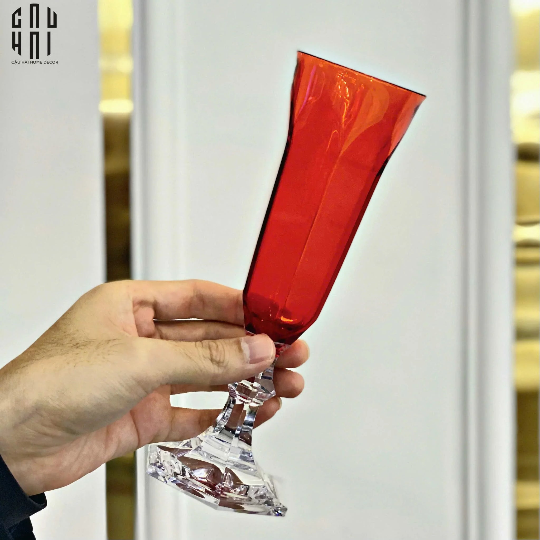 Ly Champagne PP Acrylic Đỏ Allure - PP Acrylic Ruby Red Flute Champagne Glasses H21 180ML-LY THỦY TINH-CẬU HAI HOME DECOR