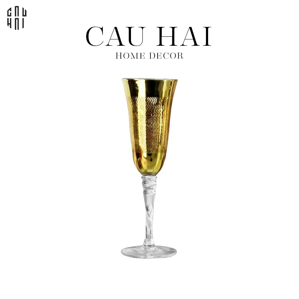 Ly Champagne Thuỷ Tinh Mạ Vàng Glorious of The Champion 22.3x7 180ml Allure Champagne Glasses-LY THỦY TINH-CẬU HAI HOME DECOR