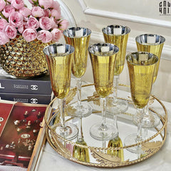 Ly Champagne Thuỷ Tinh Mạ Vàng Glorious of The Champion 22.3x7 180ml Allure Champagne Glasses-CẬU HAI HOME DECOR