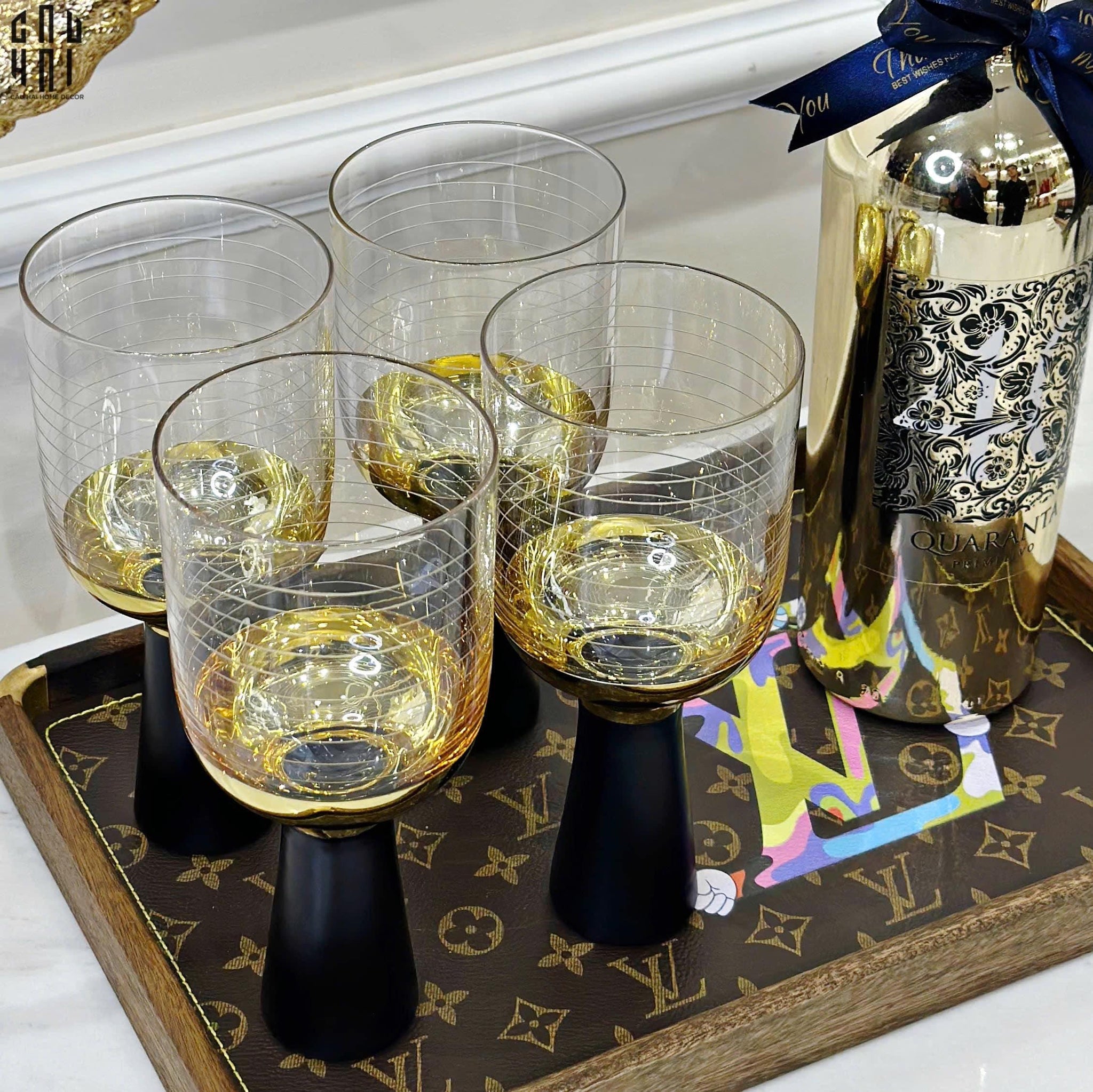 Ly Cocktails Thuỷ Tinh Đen - Malta Black Knight - Allure Gold 19x8.6 400ml-LY THỦY TINH-CẬU HAI HOME DECOR