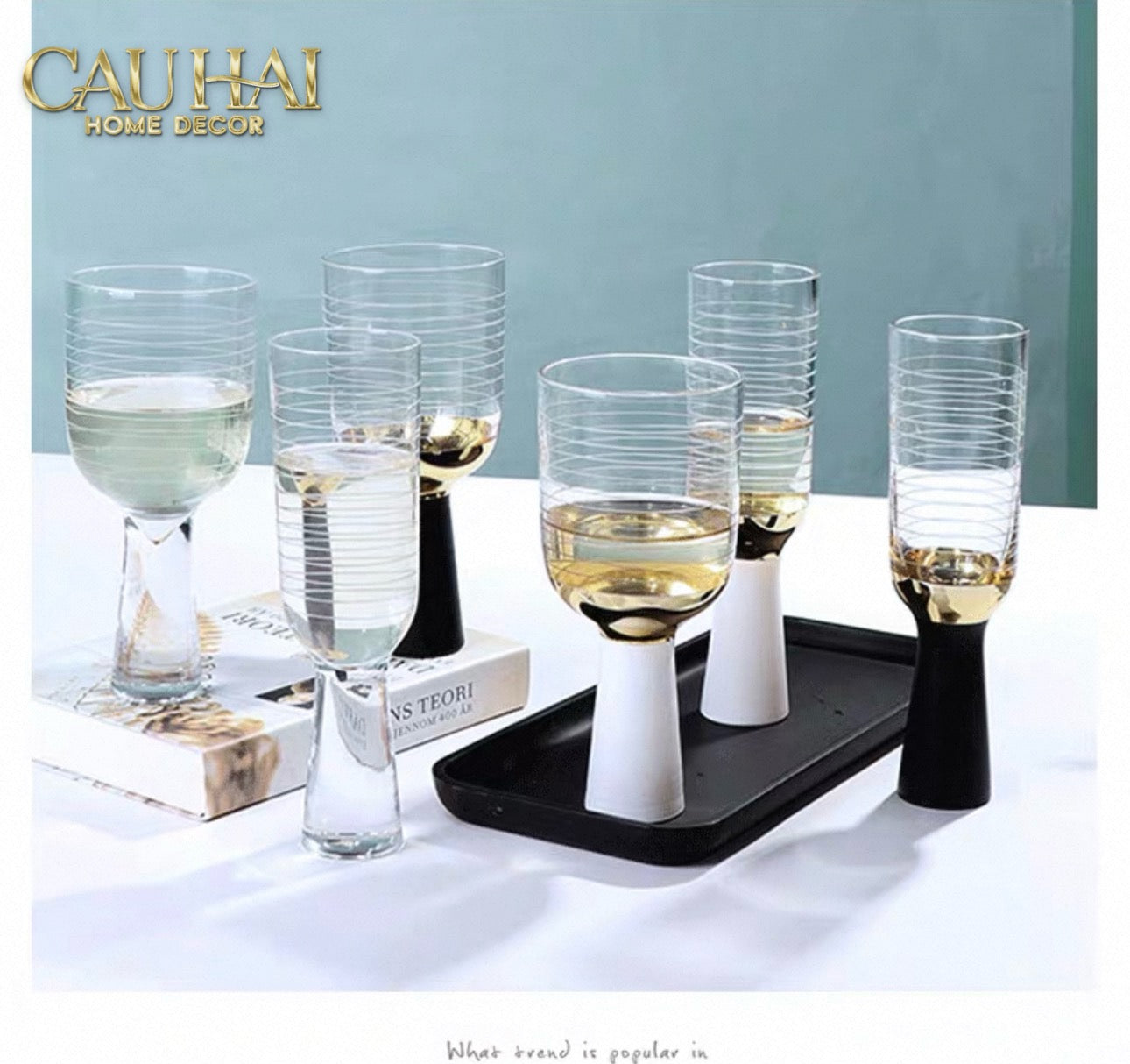 Ly Cocktails Thuỷ Tinh Đen - Malta Black Knight - Allure Gold 19x8.6 400ml-LY THỦY TINH-CẬU HAI HOME DECOR