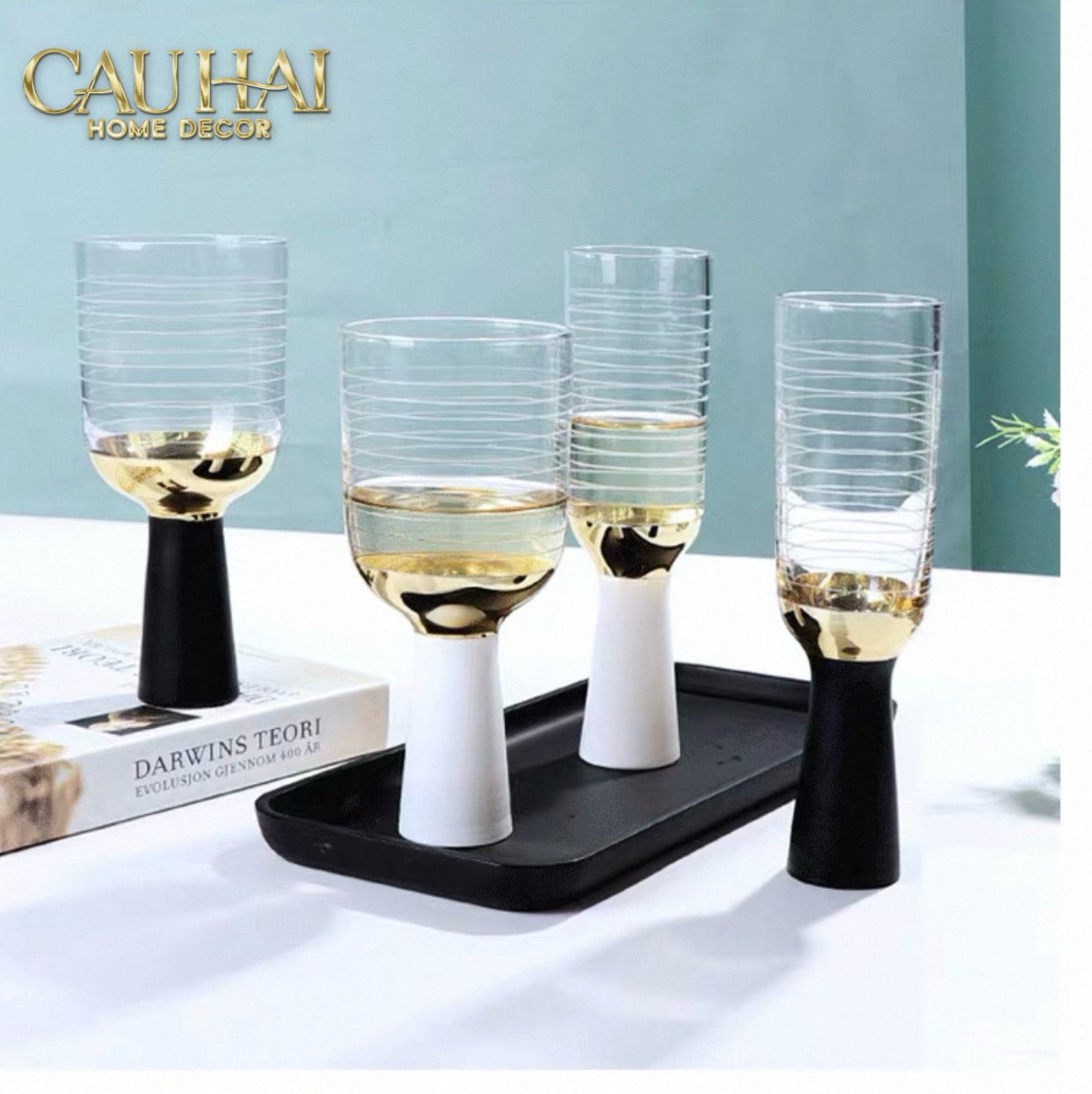 Ly Cocktails Thuỷ Tinh Đen - Malta Black Knight - Allure Gold 19x8.6 400ml-LY THỦY TINH-CẬU HAI HOME DECOR