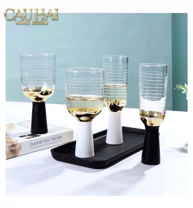 Ly Cocktails Thuỷ Tinh Đen - Malta Black Knight - Allure Gold 19x8.6 400ml-LY THỦY TINH-CẬU HAI HOME DECOR