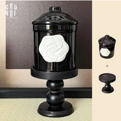 Ly Đựng Nến Black Camélia-LY THỦY TINH-CẬU HAI HOME DECOR