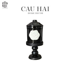 Ly Đựng Nến Black Camélia-LY THỦY TINH-CẬU HAI HOME DECOR