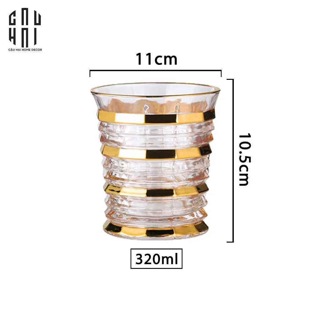 Ly Shot Brandy Whiskey Pha Lê Astral Allure Gold Lignes 320ml 11x10.5-LY THỦY TINH-CẬU HAI HOME DECOR