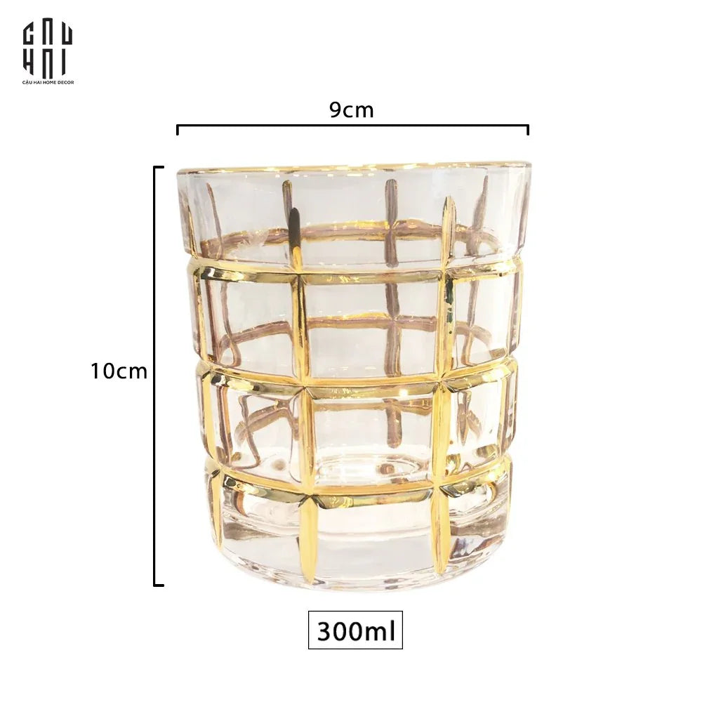 Ly Shot Brandy Whiskey Pha Lê Eden Allure Gold Lignes 300Ml 9x10cm-LY THỦY TINH-CẬU HAI HOME DECOR